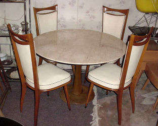 Danish Marble Table with French Chairs