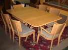 Triple Pedestal (Whalebone) Table and Set of 6 Chairs