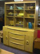 Credenza with Glass-Top Hutch (Triple China):  #M198 on M598, circa 1948-50